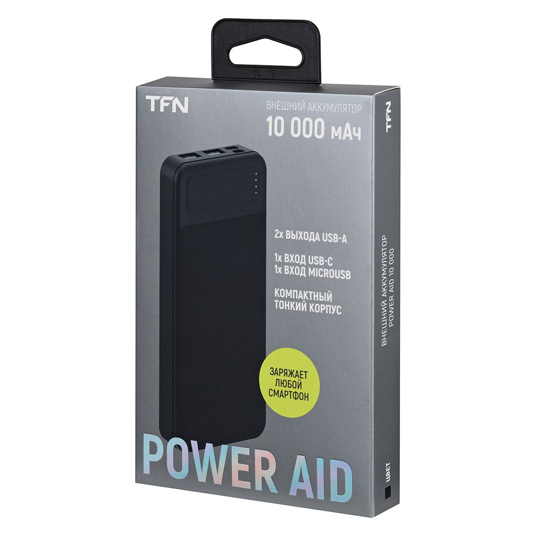Внешние аккумуляторы: Внешний аккумулятор TFN PowerAid 10000мАч, черный